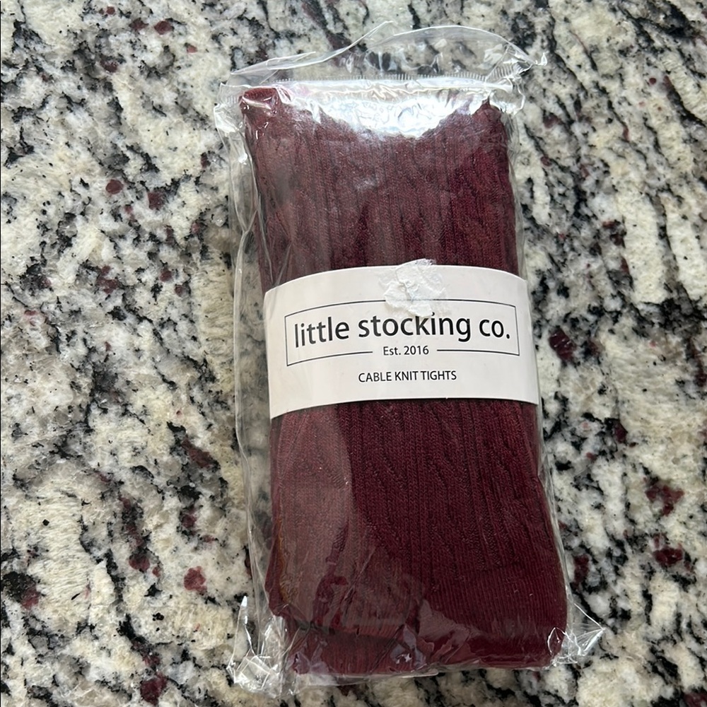 Little Stocking Co. Wine Cable Knit Tights